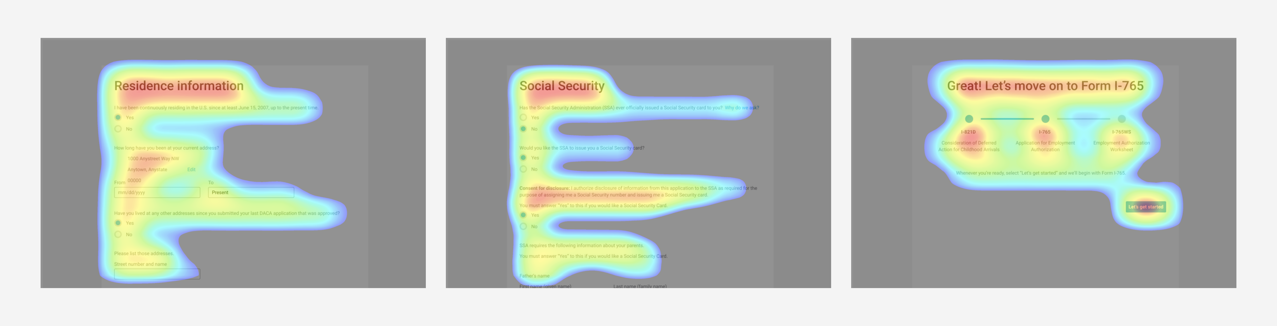  Heatmaps from eye-tracking study. 'F-pattern' was evident for most of the mockups. 